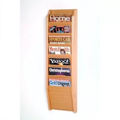 Pemberly Row 7 Pocket Magazine Wall Rack In Light Oak • $112