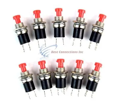 Mini Push Button SPST Momentary N/O Switch Red 2 Pins 10 Pack NB-602 • $8.95