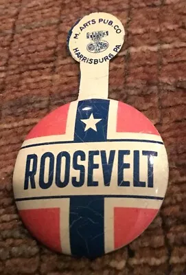 1936 Franklin D. Roosevelt FDR  President TAB Campaign Pinback Button  IVA • $8.99