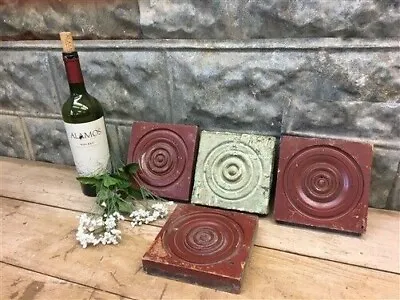 4 Plinth Block Antique Bullseye Rosettes Architectural Salvage Wood Trim S • $77