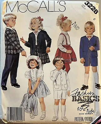 McCall's Fashion Basics Pattern 3228 Childs' Jacket Skirt Pants Sz 6 Uncut • $2.82