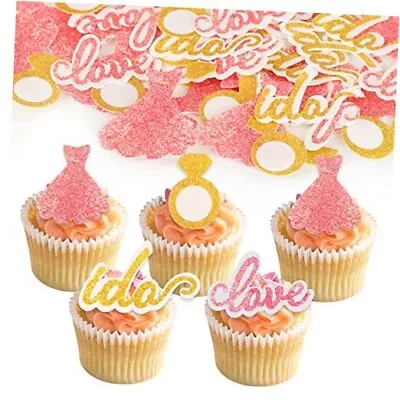  60Pcs Edible Wedding Cupcake Toppers Love I Do Ring Dress Cake Decorations  • $19.18