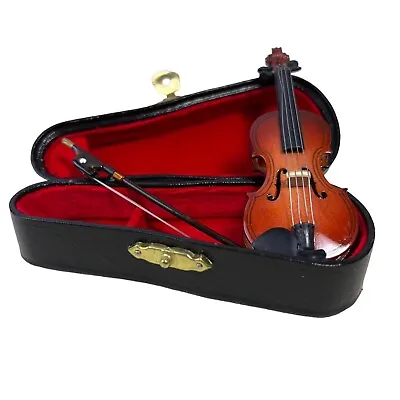 Mini 4  Wood Violin & Bow In Velvet Lined Case • $12