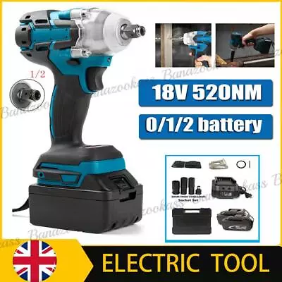 For Makita 18V Brushless Impact Wrench Driver Cordless+Li-Ion Battery 520NM 1/2  • £52.99