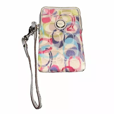 Coach Poppy Graffiti C Logo Signature Multicolor Canvas Wristlet Wallet • $19.99