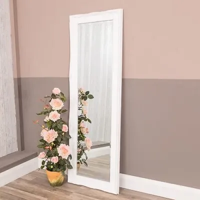 White Ornate Tall Mirror 147cm X 47cm Wall Mountable Home Decor Bedroom Living • £4.20