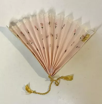 Vintage Embroidered Cotton Folding Hand Fan Treasure Masters Switzerland • $21