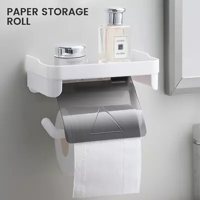 Toilet Paper Holder With Shelf Wall Mounted Toilet Paper Roll Holder Rack EmZvr • $15.39