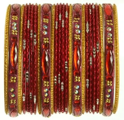 Indian Bangles Set Ethnic Traditional Bracelets Bollywood Bridal Churi 2.8 Red • $12.99