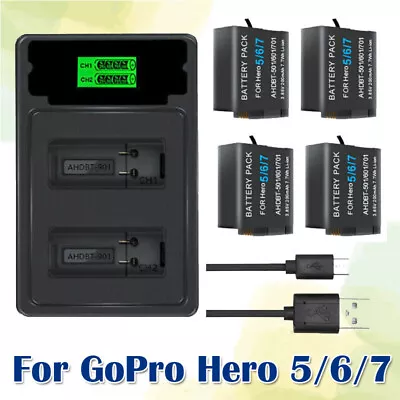 2/4x 2000mAh Battery + Charger For GoPro Hero 5 Hero 6 Hero 7 Black AHDBT-501 AU • $47.99