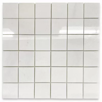 T25XP Thassos White Marble Square Grid Mosaic Tile 2x2 Polished • $25.99