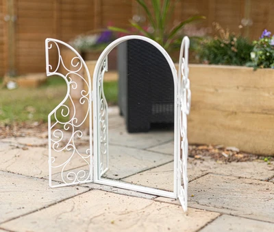 £23.99 • Buy Shutter Mirror Home Garden Decor White Metal Wall Mount Distressed Hanging