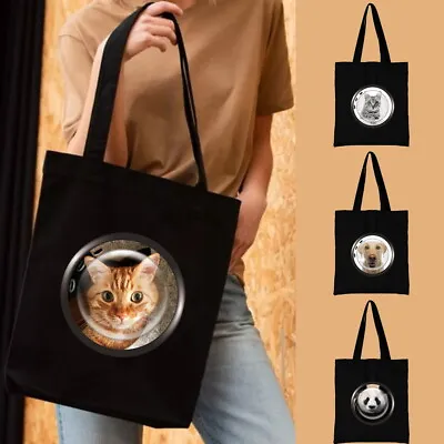 Printed Cute Animals Shopping Tote Bag Eco Friendly Shopper Canvas Shoulder Bag • £4.49
