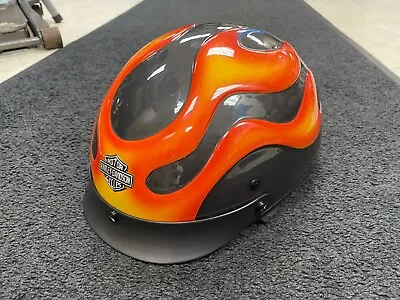Vintage Harley Davidson Half Helmet Medium Used Graphic Relief Flames Korea • $49.99