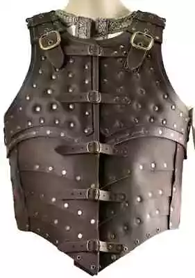 Medieval War Leather Vest - Leather Armor For LARP And Cosplay Brown • £210.68