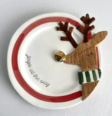 Mud Pie Reindeer Jingle All The Way Ceramic Cheese Plate 2016 • $29.99