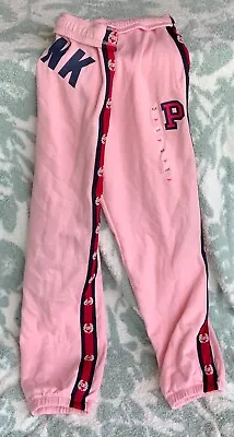 NEW Victoria's Secret PINK Fleece Baggy Campus Sweatpant Pink Logos Sz Small • $50.50