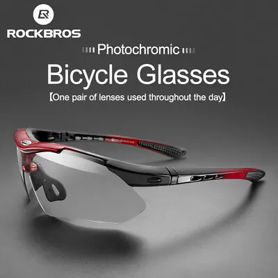 ROCKBROS Bike Photochromic Sunglasses UV400 MTB Cycling Glasses Outdoor Sport • $25.99