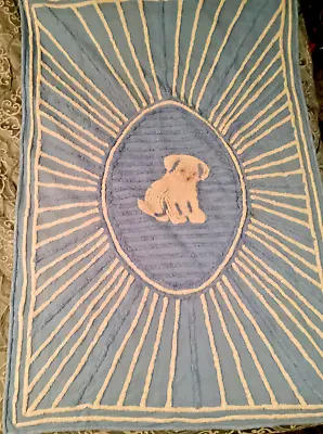 VINTAGE YOUTH TODDLER BABY BED Chenielle PUPPY DOG BED SPREAD BLANKET 43  X 63  • $38.88