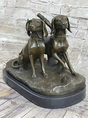 Two Large Vizsla Dog Dogs Animal House Pet By Debut Bronze Marble Sculpture Gift • $449