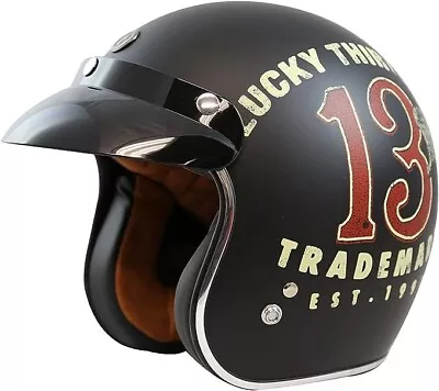 TORC T50 Route 66 3/4 Helmet Lucky 13 Graphic Flat Black XXL 2XL - T5015TK26 • $70.75