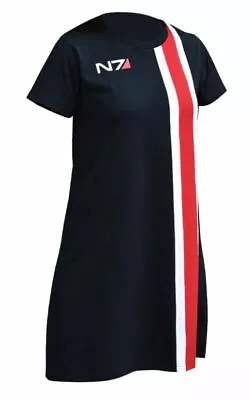Mass Effect Legendary N7 Official Dress Skirt Stripes 100% Cotton Jersey Women • $79.99