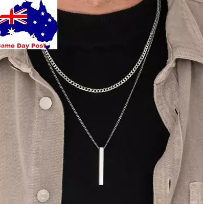 Plain Pendant Necklace Men's Jewlery Bar Necklace Silver Necklace • $6.99
