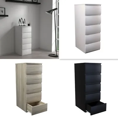 £114.99 • Buy MODERN TALL - White, Black, Or Sonoma Oak - Tall Chest Of 5 Drawers - IKEA