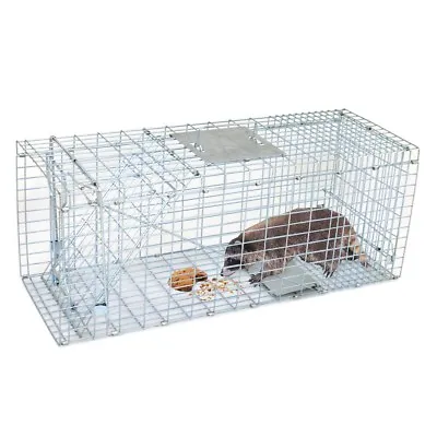 Humane Animal Trap 32x12x12 Steel Cage Live Rodent Control Skunk Rabbit Opossum • $29.29