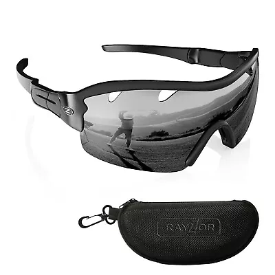 RayZor Black Sports Wrap Sunglasses Uv400 Vented Smoke Mirrored Lens RRP£49 (220 • £14.95