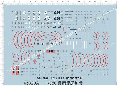 1/350 USS Navy DESTROYER SPRUANCE-CLASS Ticonderoga Model Kit Water Decal 3-A • $12.41