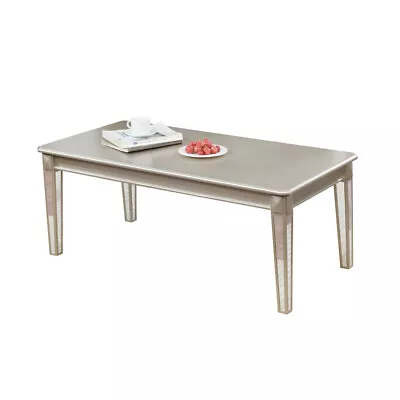 Contemporary Wood Coffee Table With Mirrored Legs Champagne • $155.59