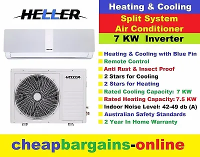 $1499.99 • Buy Heller Air Conditioner 7 Kw Inverter Split System Heating Cooling 2yr Warranty