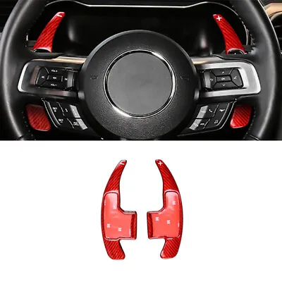Red Carbon Fiber Car Steering Wheel Paddle Shifter Extend For Mustang 2015-2021 • $61.17