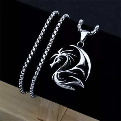 Men's Metal Silver Plated Dragon Shaped Pendant Necklace Fashion Jewelry  • $0.20