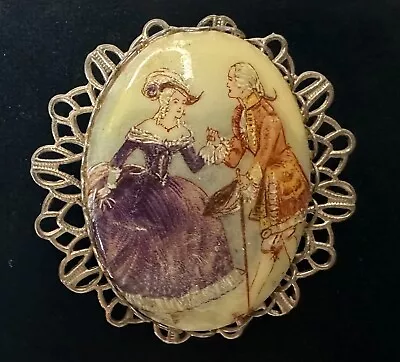 Silver Tone Victorian Cameo Vintage Brooch Jewelry Lot Y • $2.90