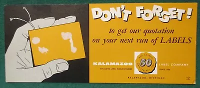 Estate Sale ~ Vintage Advertising Ink Blotter - Kalamazoo Label Company • $3