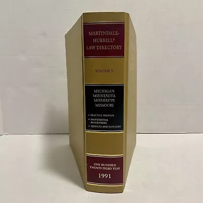 Martindale Hubbell 1991 Law Directory Vol 7 Michigan Minnesota Mississippi MN MO • $14.99