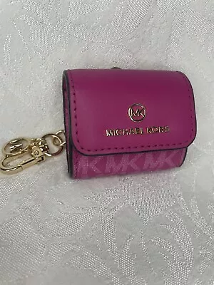 Michael Kors Apple AirPods & PRO Clip Case Hot Pink Gold MK Signature  Keychain • $37.49