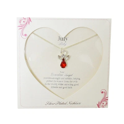 £8.49 • Buy Guardian Angel July Birthstone Necklace With Gem Stone Sentimental Gift Idea