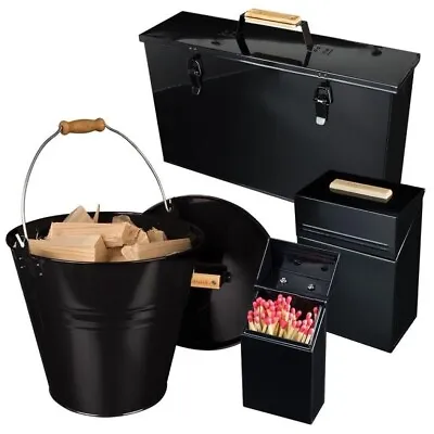 £23.99 • Buy Valiant Fireside Metal Storage Containers For Matches, Lighters, Kindling & Coal