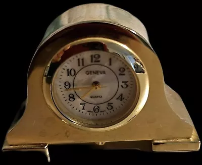 Vintage Brass Miniature Clock With Quartz Movement Collectible • $18