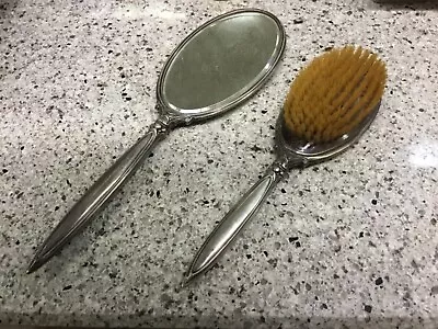 Vintage Silver Plated Mirror And Brush Vanity Set Decent Shape. Rare Pattern • $35.99