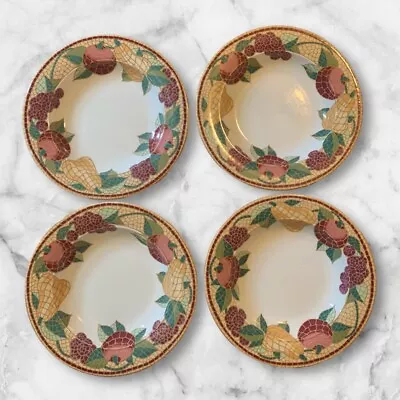 Pier 1  MOSAIC FRUIT  Italy ~ Set Of 4 ~ Soup / Pasta Bowls ~ 9 1/4  • $28