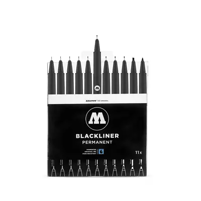 Molotow Blackliner Complete Set - 11 X Permanent Black Fineliner Marker Pens NEW • $16.99