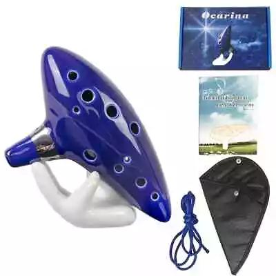 12 Hole Ocarina Ceramic Alto C Flute With Song Book Neck String Neck Cord Bag • $36.29