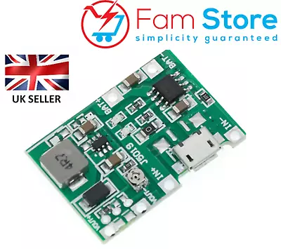 USB 3.7V 4.2V Lithium Li-ion 18650 Battery Charger Board 5V 9V 12V Boost Module • £3.39