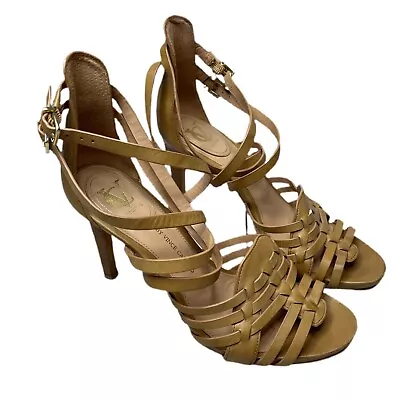 VC Signature By Vince Camuto Leather Heels Tan Sandals Womens Size 9.5 BARBARA • $34.99