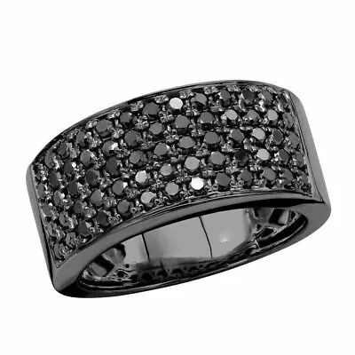 3Ct Round Cut Lab Created Black Diamond Men's Ring 14K Black Gold Plated Silver • $83.99