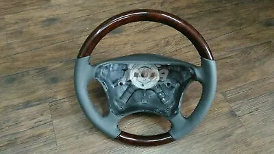 Mercedes W210 00-02 E CLK G Steering Wheel Burl Walnut Wood Gray Leather • $360